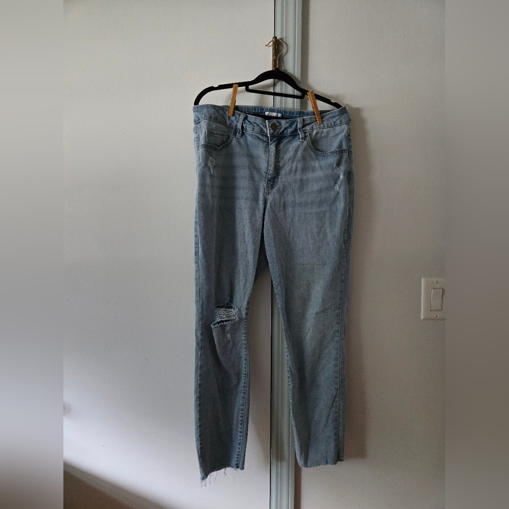 Light Blue Distressed High Rise Skinny Jeans